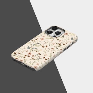 Höstblommigt telefonskal, blommigt flickigt telefonskal, minimalistiskt skyddande fodral för iPhone 17 16 15 14 13 12 11 Pro Max, Samsung S25 S24 bild 6