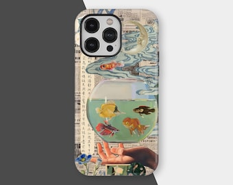 Esthetic Goldfish-telefoonhoesje, Koi Fish Collage Cover, Goldfish Phone Case Koi Fish Collage Cover, iPhone 17 16 15 14 13 12 11, Samsung S25