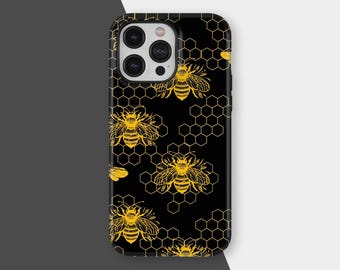 Honey Bee-telefoonhoes, Bumblebee Hive-telefoonhoes voor iPhone 17 16 15 14 13 12 11 Pro Max, Samsung Galaxy S25 S24 S23 Ultra, bijenliefhebber cadeau