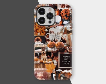 Étui citrouille d'automne, étui d'automne esthétique pour femme et homme, coque de protection unique et tendance pour iPhone 17 16 15 14 13 12 11, Samsung S25 S24