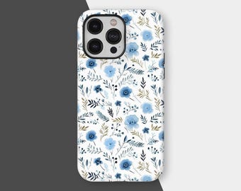 Bloemen girly telefoonhoesje, vintage delicaat botanisch cottagecore esthetische cover voor iPhone 17 16 15 14 13 12 Pro Max, Samsung S25 S24 Ultra