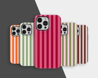 Retro Striped Phone Case, Candy Color Y2K Aesthetic Cover For iPhone 17 16 15 14 13 12 11 Pro Max, Samsung S25 S24, Vibrant Bold Stripe Case