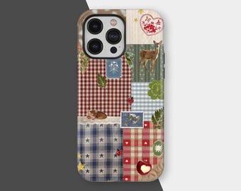 Retro Whimsy Artistic Collage Phone Cases, Cottagecore Phone Case, Nature Animal Patchwork Case, iPhone 17 16 15 14 13 12 11, Samsung S25