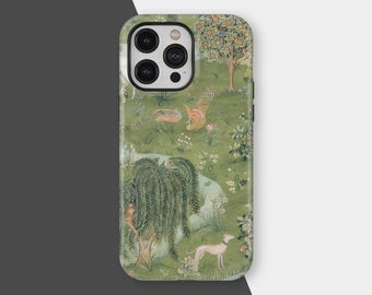 Etui na telefon z motywem ogrodu leśnego, vintage'owa zielona obudowa z motywem dzikiej przyrody, iPhone 17 16 15 14 13 12 11 Pro Max, Samsung S25 S24 Ultra