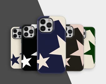 Bold Star Trendy Phone Case, Stars Y2K Tough Phone Cases, Chunky Contrast Star Design for iPhone 17 16 15 14 13 12 Pro Max, Samsung S25 S24