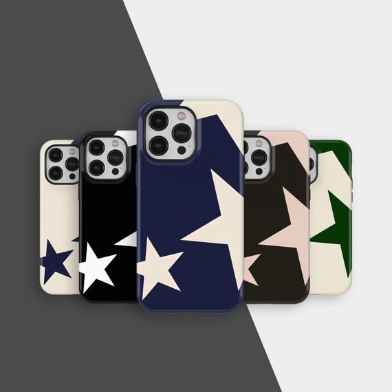 Bold Star Trendy Phone Case, Stars Y2K Tough Phone Cases, Chunky Contrast Star Design for iPhone 18 17 16 15 14 13 Pro Max, Samsung S25 S24