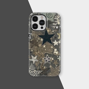 Funda para teléfono con collage de estrellas Y2K, diseño de patchwork celestial, para iPhone 17, 16, 15, 14, 13, 12 y 11 Pro Max, Samsung S25 y S24 Ultra