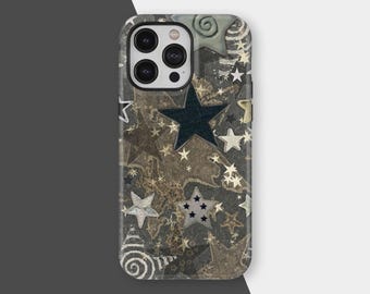 Stars Y2K Collage Phone Case Twinkle Night Cover for iPhone 18 17 16 15 14 13 12 Pro Max, Samsung S25 S24 Ultra, Celestial Patchwork Design