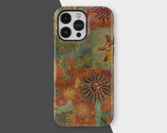Retro 80s Turtle Sun Fox Collage Aesthetic Phone Cover for iPhone 17 16 15 14 13 12 11 Pro Max, Samsung S25 S24 S23 Ultra, Trendy Phone Case