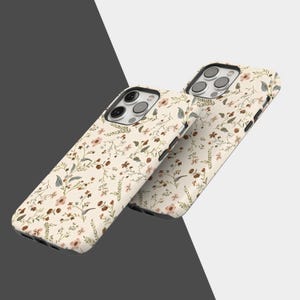 Höstblommigt telefonskal, blommigt flickigt telefonskal, minimalistiskt skyddande fodral för iPhone 17 16 15 14 13 12 11 Pro Max, Samsung S25 S24 bild 5