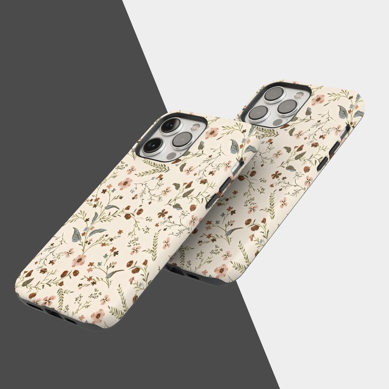 Höstblommigt telefonskal, blommigt flickigt telefonskal, minimalistiskt skyddande fodral för iPhone 17 16 15 14 13 12 11 Pro Max, Samsung S25 S24 bild 5