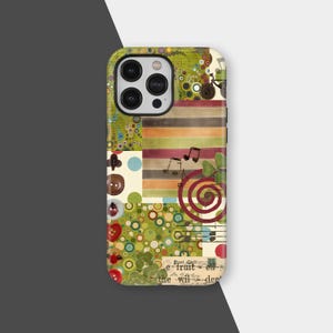 Fundas para teléfono con collage artístico retro, diseño estético, diseños abstractos y funky, para iPhone 17, 16, 15, 14, 13, 12 y 11 Pro Max, Samsung S25, S24 y S23