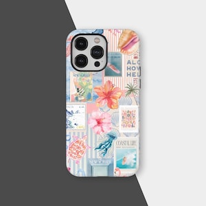 Beachy Blue Coquette Coastal Collage Preppy Cute Aesthetic Case for  iPhone 16 15 14 13 12 Pro Max, Samsung S25 S24, Summer Vibes Phone Case