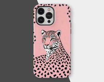 Funda para teléfono con estampado de leopardo rosa, estilo safari, elegante funda con diseño animal para iPhone 17, 16, 15, 14, 13, 12 Pro Max y Samsung S25 y S24.