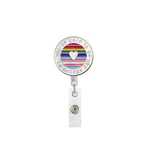 Bobine d'insigne coeur arc-en-ciel - Vous êtes sûr d'être vous - Support pour carte d'identité d'infirmière LGBTQ+ Pride, joli clip rétractable pour porte-nom, cadeau inclus