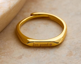 Verstellbar Ring mit Gravur, Individueller Minimalist Schmuck, Eleganter personalisierter Ring für Erinnerung & Feier