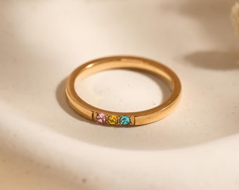 Family Birthstone Ring, Personalized Family Ring, 1-8 Stones, Colorful Gemstone Ring, Mothers Day Gift, Graduation Gift, Size 5-11