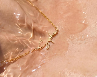 Custom Name Necklace, 24K Gold Plated Necklace, Summer Waterproof Jewelry, 3 Colors, 14"-22" Chain