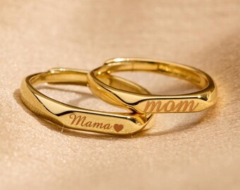 Mother’s Day Adjustable Name Ring, Custom Minimalist Gift Jewelry, Personalized for Mom, Meaningful Keepsake