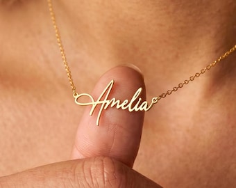 Custom Name Necklace, 24K Gold Plated Necklace, Gift for Best Friend, Daughter, Mom, Bridesmaid or Partner, 3 Colors, 14"-22" Chain