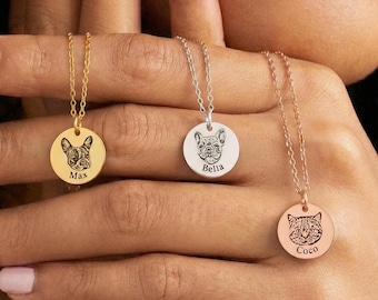 Personalized Pet Necklace, Minimalist Design, Real Gold Plated Stainless Steel, Waterproof & Durable for Everyday Wear, 14-22 Inch Chain