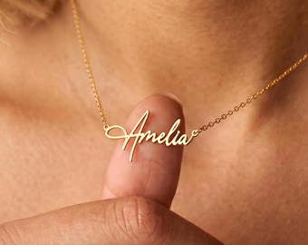 Custom Name Necklace, 24K Gold Plated Necklace, Gift for Best Friend, Daughter, Mom, Bridesmaid or Partner, 3 Colors, 14"-22" Chain