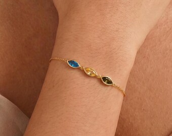 Family Birthstone Bracelet, Personalized Jewelry, Gift for Mom, Bestie Gift, Graduation Gift, Custom Gemstone Bracelet