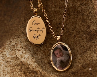 Personalized Photo Necklace, Custom Engraved Picture Pendant, Photo Keepsake Jewelry, Memorial Necklace, Anniversary Gift