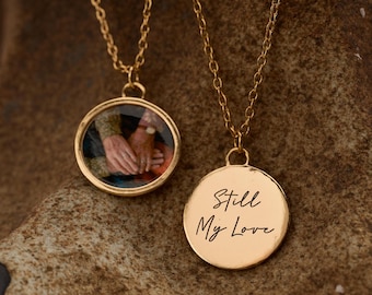 Personalized Photo Necklace, Custom Engraved Picture Pendant, Photo Keepsake Jewelry, Memorial Necklace, Anniversary Gift