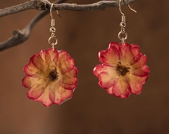 Real Flower Resin Earrings – Handmade Botanical Dangle Jewelry, Nature Spirit Drop Earrings, Bloomcore Aesthetic, Mothers Day Gift