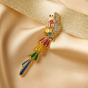 Original Design Colorful Enamel Parrot Earrings, Gold-Plated Statement Drop Earrings, Handmade Jewelry, Mother&#39;s Day Gifts