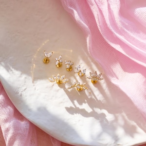 Titanium Leaf Studs Set - 18G Cartilage Helix Lobe Piercing | 100% Pure Titanium, 24/7 Comfort, Waterproof & Hypoallergenic, Gift Boxed