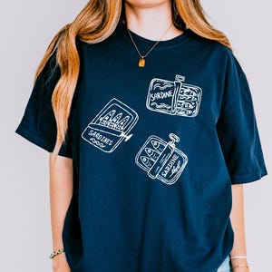 Comfort Colors Sardine Shirt by Haku Raku Retro Sardines Beach Shirt Womens Men Oversize Tshirt Amalfi Coast Vacation Minimalist Graphic Tee