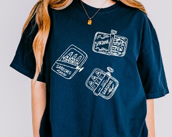 Comfort Colors Sardine Shirt by Haku Raku Retro Sardines Beach Shirt Womens Men Oversize Tshirt Amalfi Coast Vacation Minimalist Graphic Tee