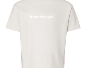 JUVENTUD. Jesús me ama. Camiseta - Vintage Blanca, clásica, de temporada, monocromática, unisex, de verano.