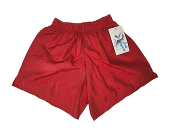 VTG Body Wrappers 80s Nylon Runnings Shorts High Waist Cherry Red Womens Size S
