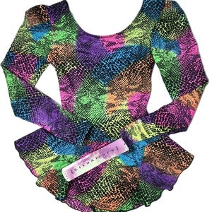 Gilda Marx VTG 90s Neon Rainbow Leopard Print Long Sleeve Skate Dress Size Y/J (AS/AXS)