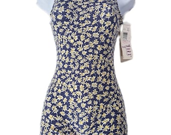 Gilda Marx Y2K Daisy Biketard Singlet Cotton Blue Yellow Girls 12/14 | Adult XS