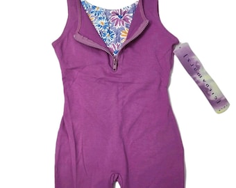 Gilda Marx Y2K Cotton 1/4 Zip Peekaboo Bra Tank Biketard Singlet Mauve Kids 8/10