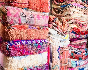 Vintage Moroccan Kilim Pouf, Handwoven Ottoman & Floor Pillow, Yoga Meditation Cushion, Outdoor Furniture [UNSTUFFED]