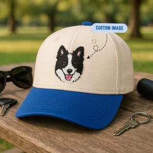 Custom EMBROIDERED Pet Hat Using Pet Photo Personalized Dog Hat Custom Cat Hat Custom Pet Dog Wreath Custom Dog Baseball Cap Father&#39;s Day