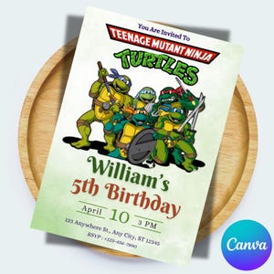 Convite editável, convite de aniversário de caratê para menino, convite ninja, download instantâneo, modelo de convite de aniversário infantil com tartarugas