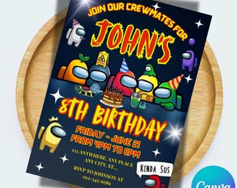 Among Us Birthday Invitation: Editable Kids Game Invite (Digital Printable)