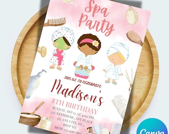 Spa Party Birthday Invitation: Glam Pamper Day (Printable)