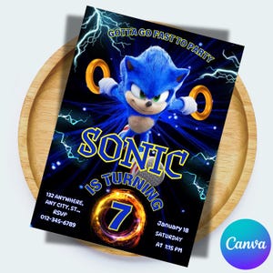 Sonic Birthday Invitation | Editable and Printable | Awesome Sonic Party Invite | Premium Invitations Editable in Canva Boys & Girls Invite