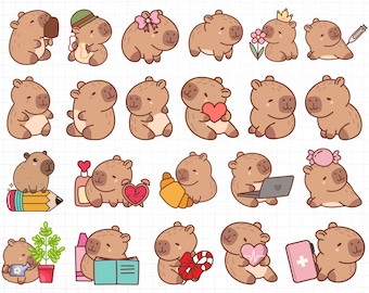 Cute Capybara Svg Bundle, Capybara Png Bundle, Capybara Dxf, Capybara Clipart, Capybara Cricut, Vector Files, Instant Download, Animal Png