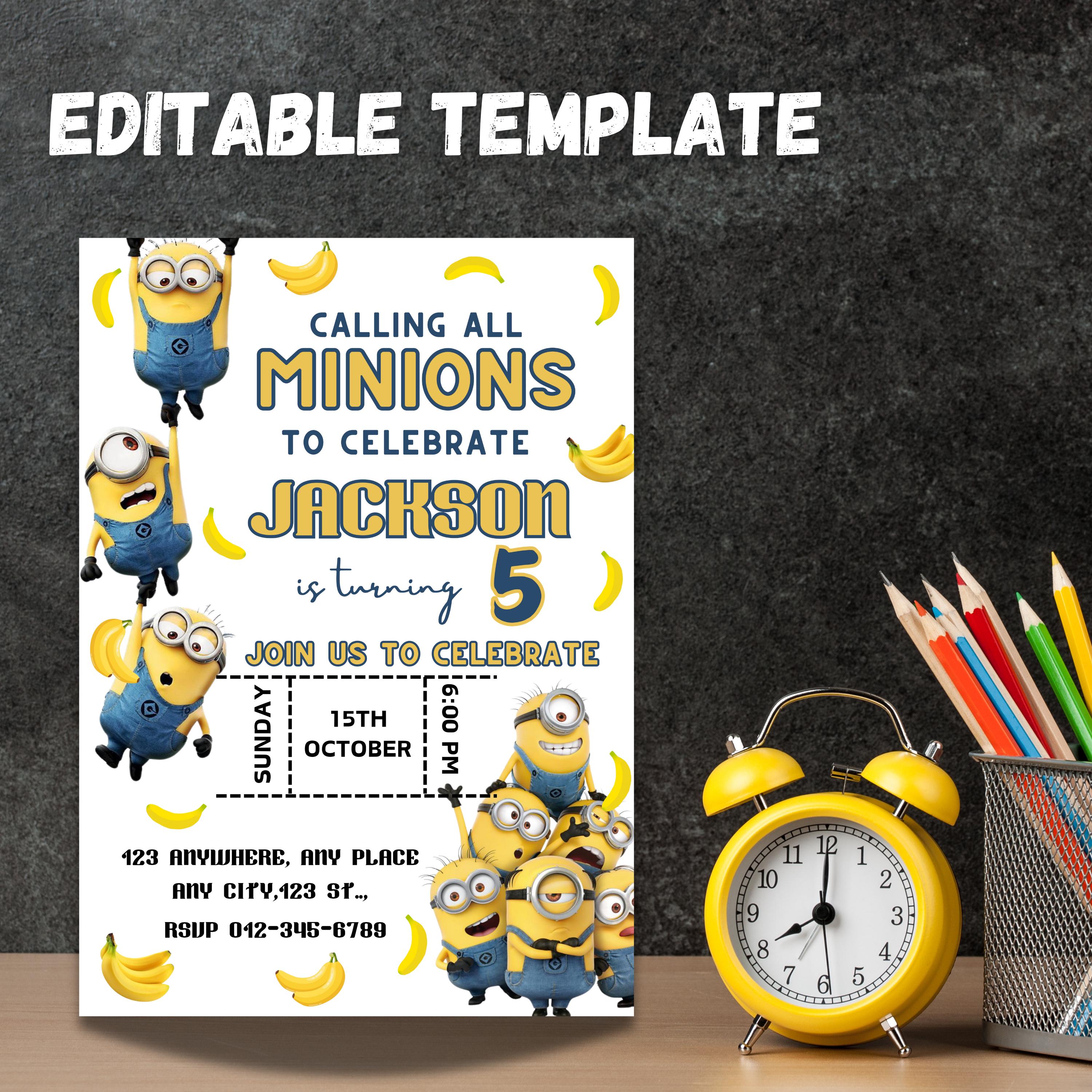 Minion Birthday Invitation, Minimalist Kids Birthday Invitation, Minion ...