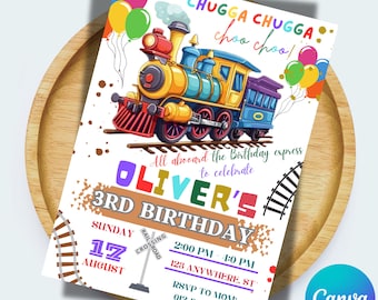 Train Birthday Invitation Template: Editable Party Invite (Digital Download)