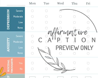 Weekly mood tracker for depression & anxiety - print at home