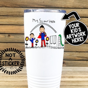 Photo Tumbler,Photo Mug, Kid Drawing Mug, 20oz Tumbler, travel mug, Fathers Day Tumbler, picture drawing mug,gift for dad,Unique Fathers Day